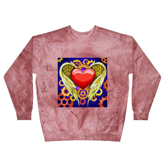 Mechanical Heart with Angel Wings Blast Sweatshirts