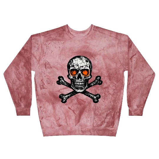 Grunge Skull Crossbones Orange Eyes Blast Sweatshirts