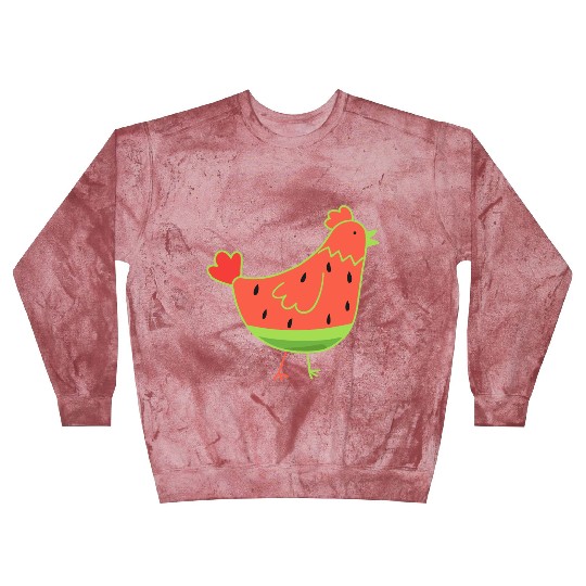 Whimsical Watermelon Chicken Illustration Blast Sweatshirts