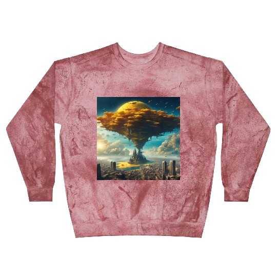 Sci-Fi Alien City: Floating Planet Twilight Scene Blast Sweatshirts