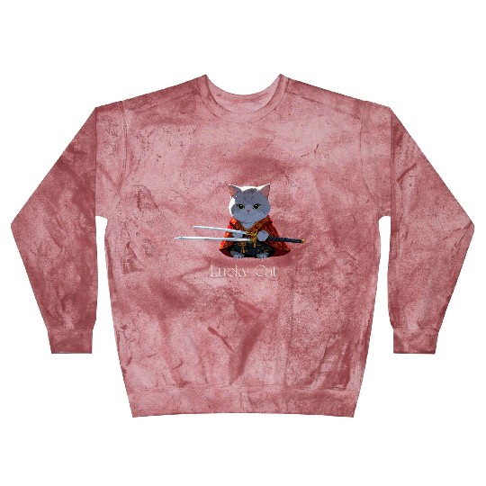 Mythic Warrior Cat with Swords Blast Sweatshirts