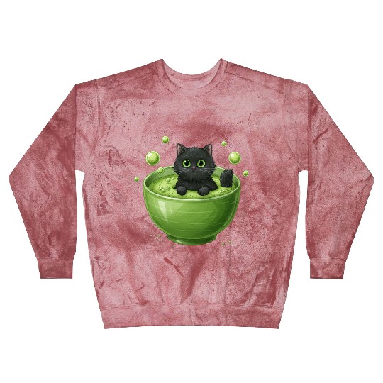 Black Cat in Green Tea Bubble Bath Blast Sweatshirts