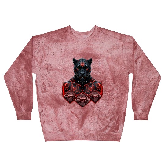 Black Warrior Panther with Gothic Skull Armor Blast Sweatshirts