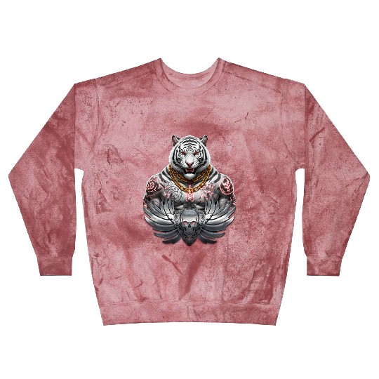 Fierce White King Tiger Tattoo  Blast Sweatshirts
