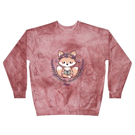 Cute Fox Virgo Reading with Floral Crown Blast Sweatshirts