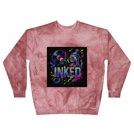 Neon Graffiti Spray Can with Skull and Turntable Blast Sweatshirts