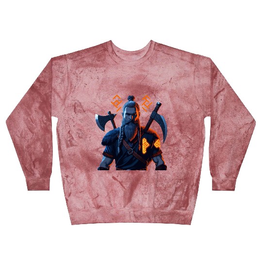Viking Warrior with Axes and Fur Blast Sweatshirts