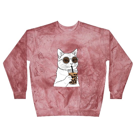 Cool Cat with Bubble Tea and Sunglasses Blast Sweatshirts