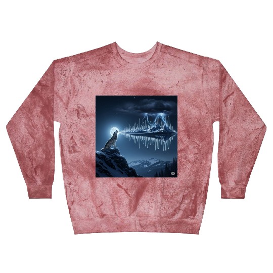 Mystic Mountain Wolf Sound Wave Blast Sweatshirts