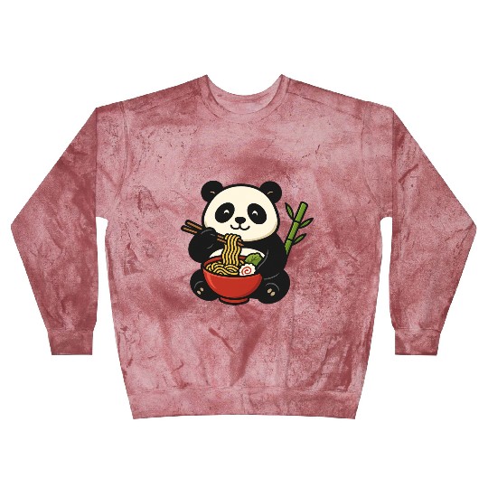 Cute Panda Eating Ramen Illustration Blast Sweatshirts