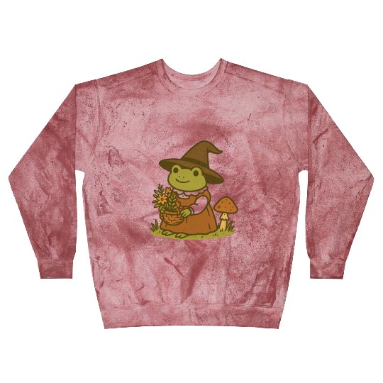 Enchanting Frog Witch with Mushroom and Flowers Blast Sweatshirts