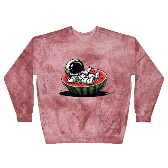 Playful Astronaut on Watermelon Slice Blast Sweatshirts