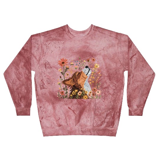 Serene Howling Wolf Amid Floral Bloom Blast Sweatshirts