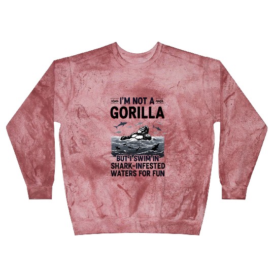 Gorilla vs Sharks Funny Swim Graphic Design Blast Sweatshirts