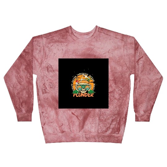 Pirate Skull with Binoculars – Ocean Waves Plunder Blast Sweatshirts