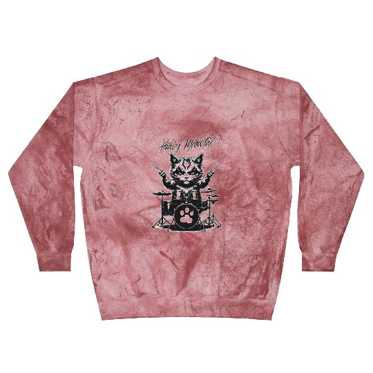 Hairstyle Cat Drummer Illustration Blast Sweatshirts