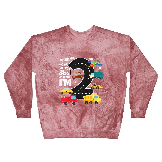 Kids Birthday 2 Traffic Vehicles Number Two Design Blast Sweatshirts