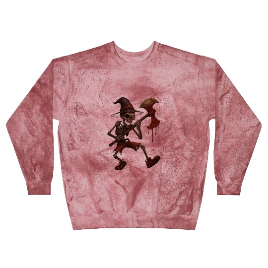 Haunted Skeleton Witch on Battle Axe Blast Sweatshirts