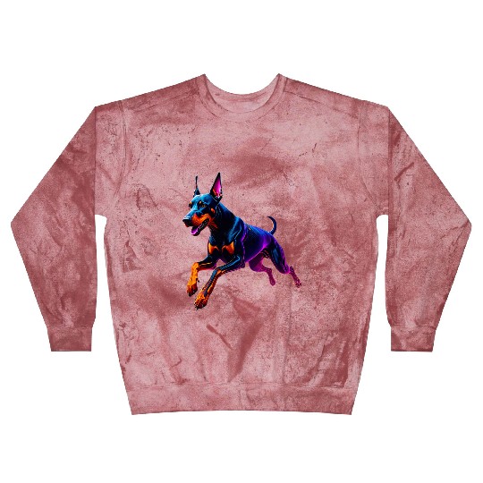 Neon Doberman Running Illustration Blast Sweatshirts