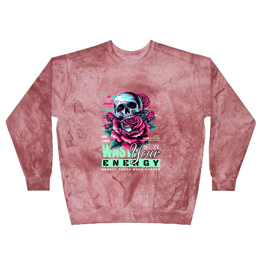 Vivid Skull with Roses Neon Artwork Blast Sweatshirts