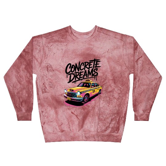 Vibrant Taxi Dreams Illustration Blast Sweatshirts