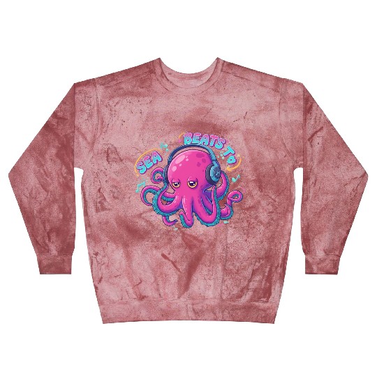 Music Loving Octopus in Vibrant Neon Style Blast Sweatshirts