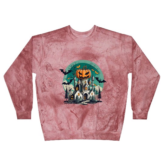 Haunted Pumpkin Castle Halloween Design Blast Sweatshirts