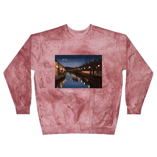 Serene Night Riverside Boat Scene Blast Sweatshirts