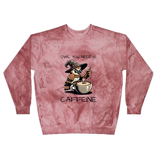 Whimsical Wizard Owl Coffee Design Blast Sweatshirts
