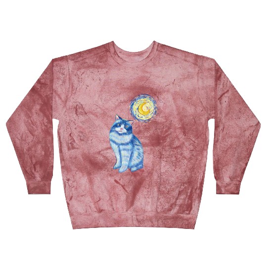 Blue Van Gogh Starry Night Ragdoll Cat Graphic Blast Sweatshirts