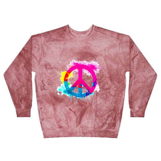 Peace sign neon colors groovy spray paint splatter Blast Sweatshirts