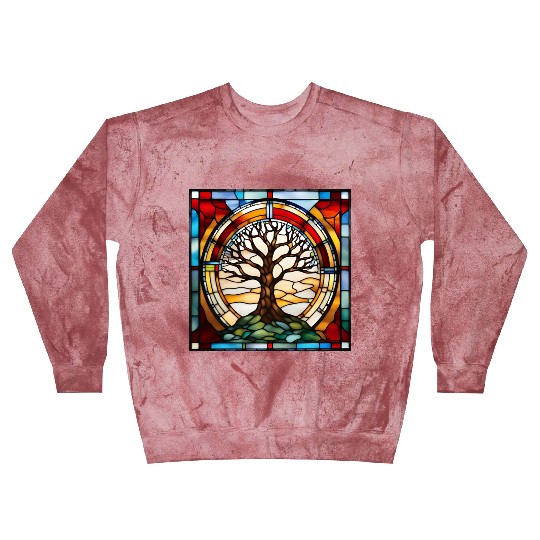 Stained Glass Tree of Life Artwork Blast Sweatshirts