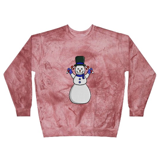 Festive Snowman with Candy Cane and Gloves Blast Sweatshirts