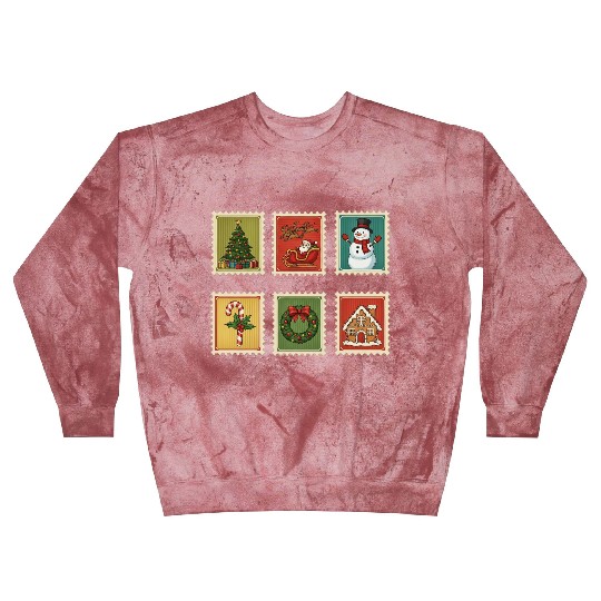 Vintage Christmas Stamps Design Blast Sweatshirts