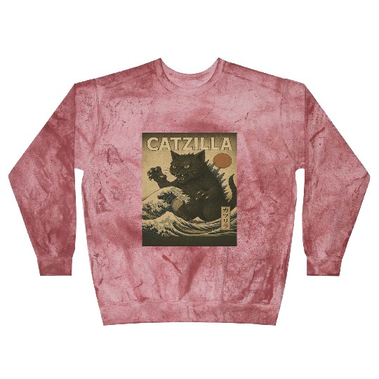 Ukiyo-e Catzilla Retro Japanese Monster Cat Blast Sweatshirts