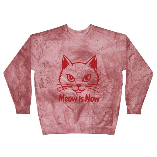 Elegant Cat Face with Bold Red Lines - Meow Is Now Blast Sweatshirts
