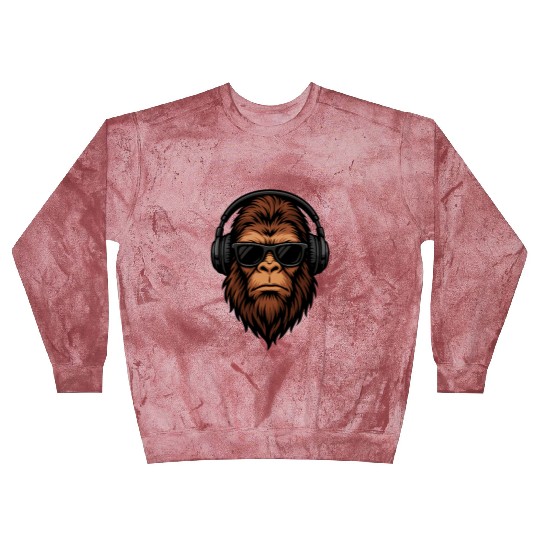Cool Bigfoot Head with Sunglasses & Headphones Blast Sweatshirts