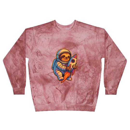 Joyful Sloth Astronaut Rocket Scene Blast Sweatshirts
