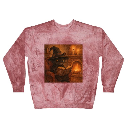 Enchanted Cat Witch by the Fireplace Blast Sweatshirts