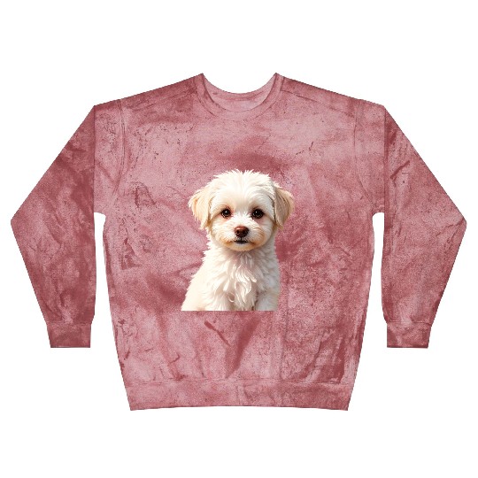 Adorable White Puppy Portrait Design Blast Sweatshirts