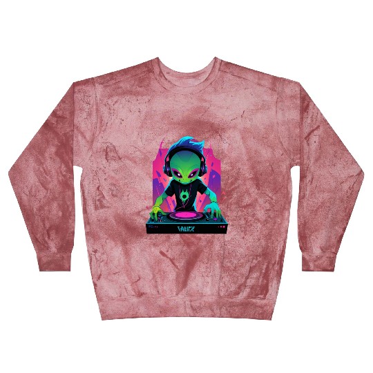 A cute chibi-style alien dark DJ Blast Sweatshirts