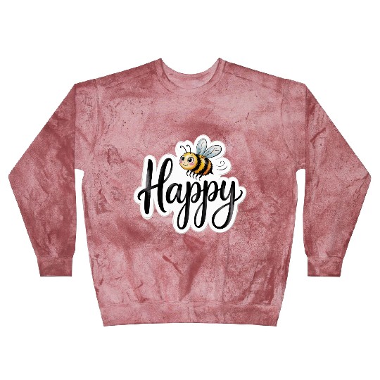 Whimsical Bee and Happy Text Artwork Blast Sweatshirts