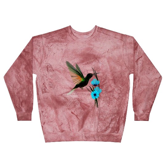 Green Hummingbird-Blue Flowers Blast Sweatshirts