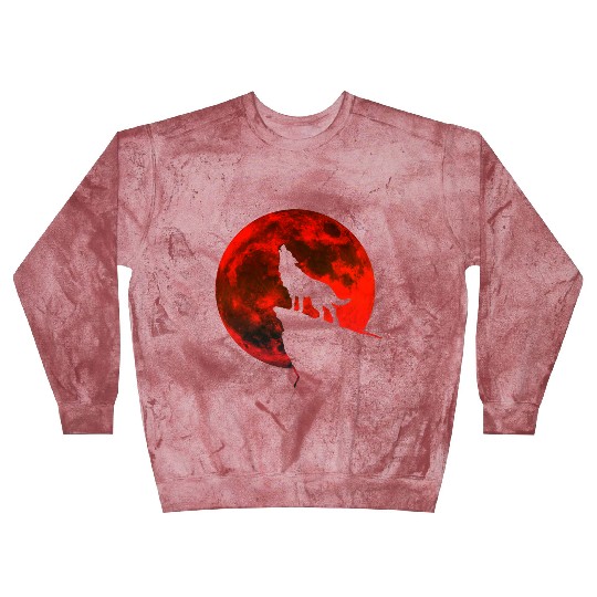 Howling wolf full blood moon space galaxy gift dog Blast Sweatshirts