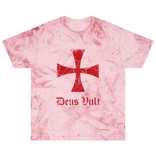 Distressed Deus Vult Knights Templar Cross Crusade Blast T Shirts