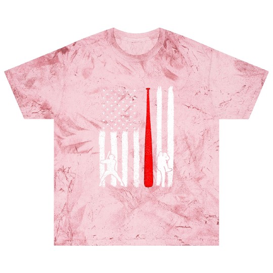 Baseball Pitcher Batter American Flag 4th of July Blast T Shirts