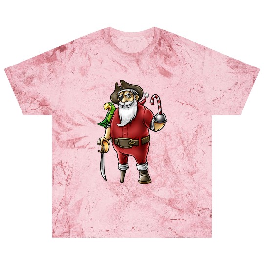 Santa Pirate Funny Christmas Candy Cane Hook Hand Blast T Shirts