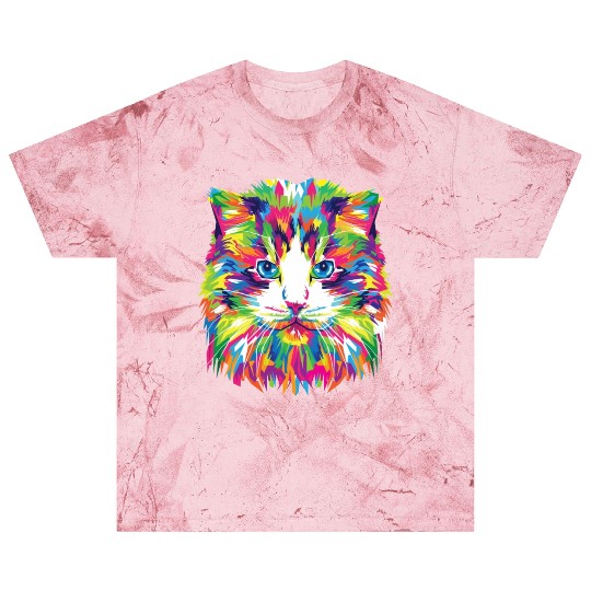 Psychedelic Colorful Cat Abstract Kitten Bright Blast T Shirts