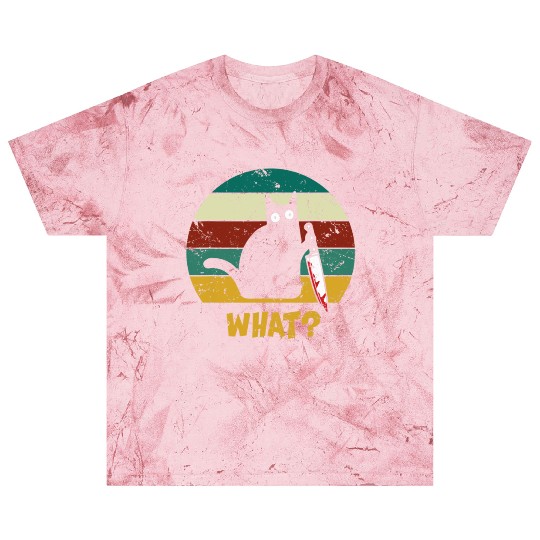 WHAT Murderous Cat With Knife Vintage Halloween Blast T Shirts