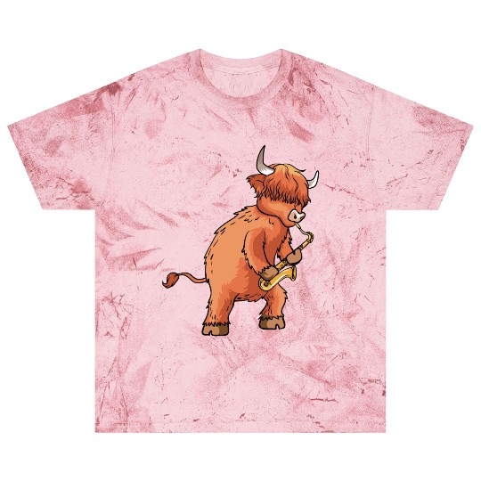 Highland Cow Cattle Playing Saxophone Music Gift Blast T Shirts